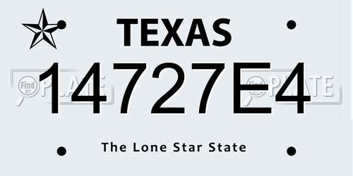 14727E4 Texas License Plate