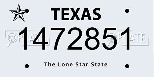 1472851 Texas License Plate