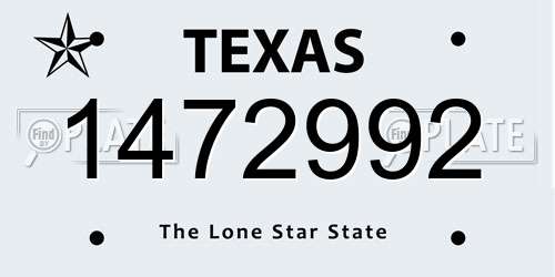 1472992 Texas License Plate