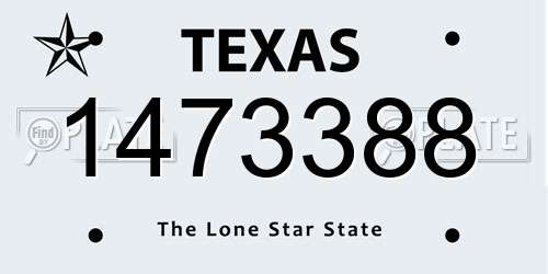 1473388 Texas License Plate
