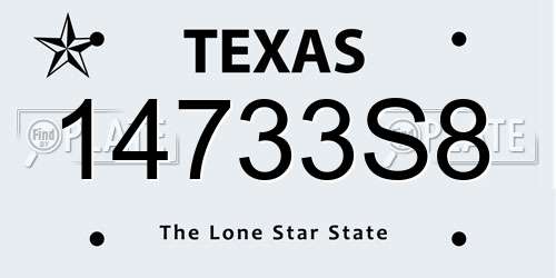 14733S8 Texas License Plate