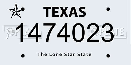 1474023 Texas License Plate