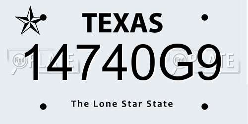 14740G9 Texas License Plate