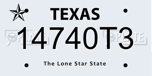 14740T3 Texas License Plate