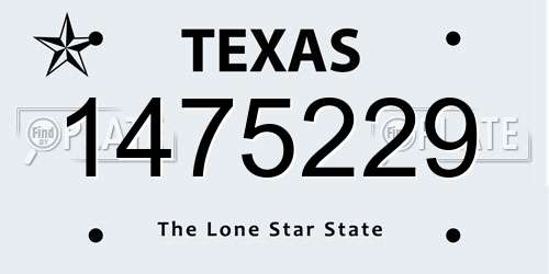 1475229 Texas License Plate