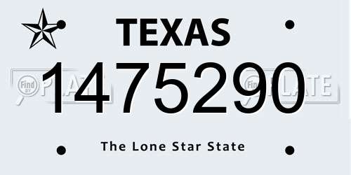 1475290 Texas License Plate