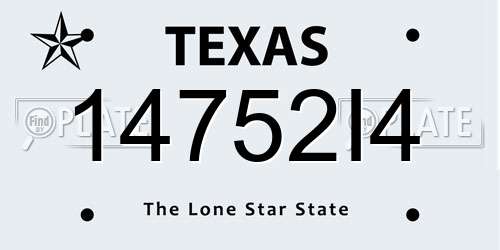 14752I4 Texas License Plate