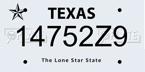 14752Z9 Texas License Plate
