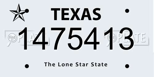 1475413 Texas License Plate