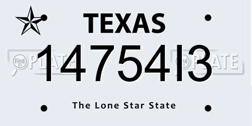 14754I3 Texas License Plate