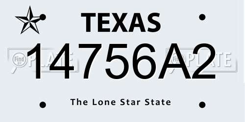 14756A2 Texas License Plate