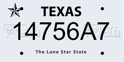 14756A7 Texas License Plate