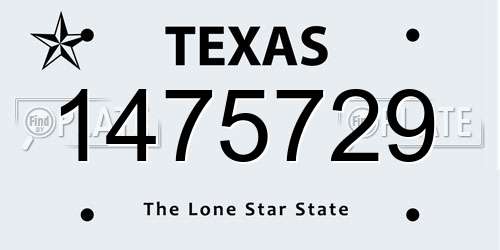 1475729 Texas License Plate