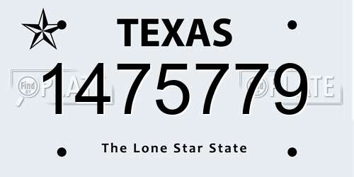 1475779 Texas License Plate
