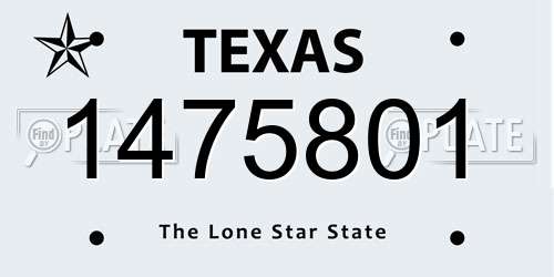 1475801 Texas License Plate