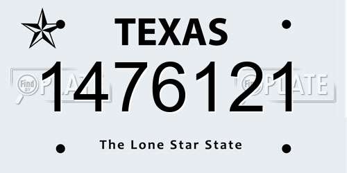 1476121 Texas License Plate