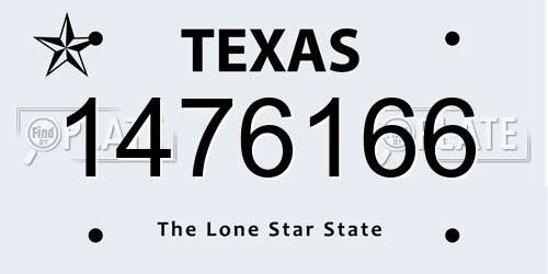 1476166 Texas License Plate