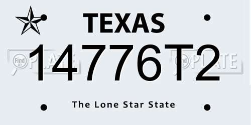 14776T2 Texas License Plate