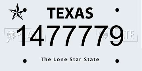 1477779 Texas License Plate