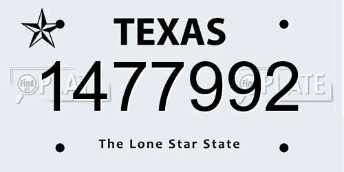 1477992 Texas License Plate