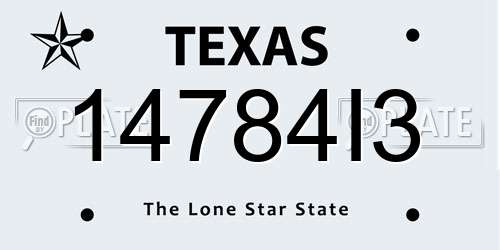 14784I3 Texas License Plate