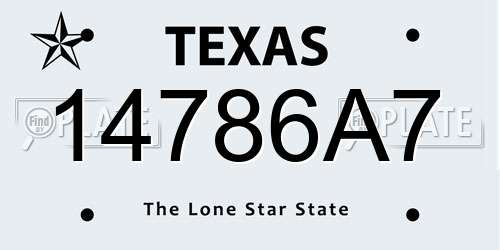14786A7 Texas License Plate