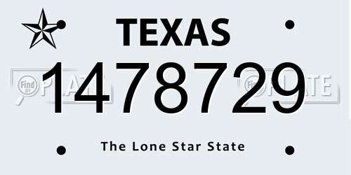 1478729 Texas License Plate