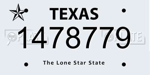 1478779 Texas License Plate
