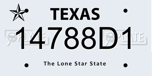 14788D1 Texas License Plate