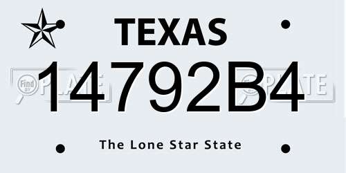 14792B4 Texas License Plate