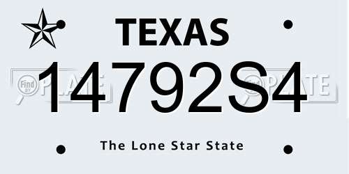 14792S4 Texas License Plate