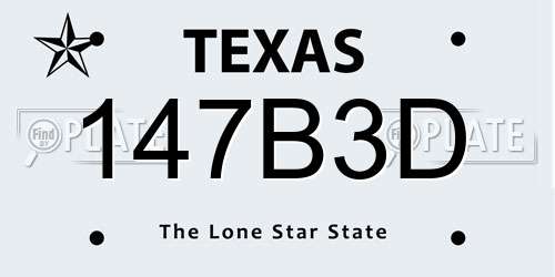 147B3D Texas License Plate