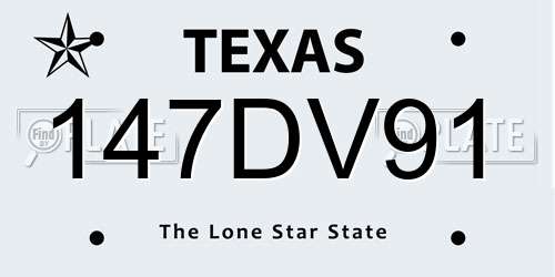 147DV91 Texas License Plate