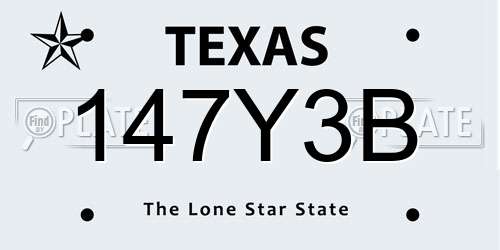 147Y3B Texas License Plate