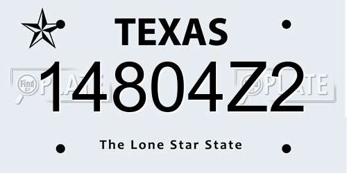 14804Z2 Texas License Plate