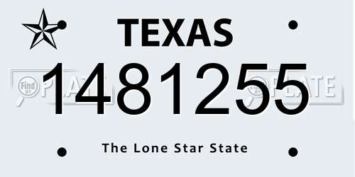 1481255 Texas License Plate