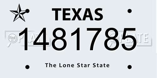 1481785 Texas License Plate
