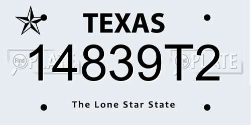 14839T2 Texas License Plate