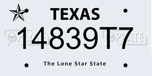 14839T7 Texas License Plate
