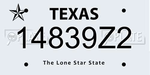 14839Z2 Texas License Plate