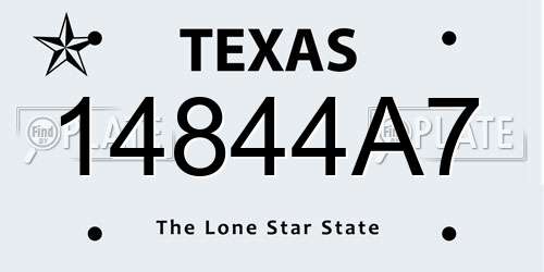 14844A7 Texas License Plate