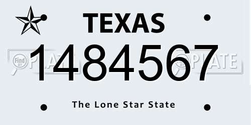 1484567 Texas License Plate