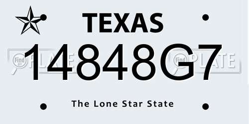 14848G7 Texas License Plate