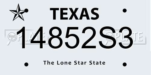 14852S3 Texas License Plate
