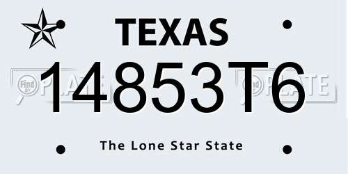 14853T6 Texas License Plate