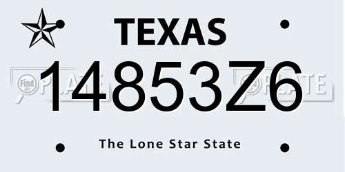 14853Z6 Texas License Plate