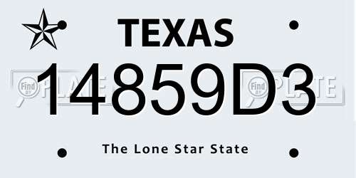 14859D3 Texas License Plate