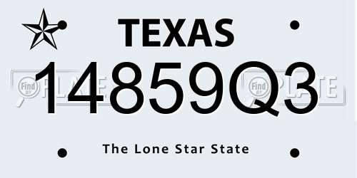 14859Q3 Texas License Plate