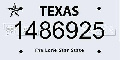 1486925 Texas License Plate