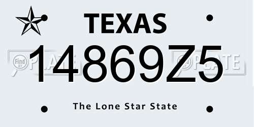 14869Z5 Texas License Plate